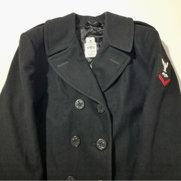 USN US Navy Peacoat 18R Military 100 Wool Sterlingwear Boston Anchor